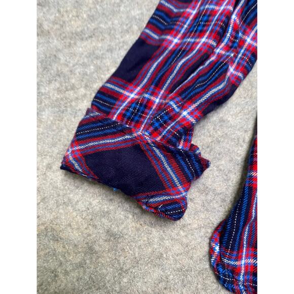 GAP Women’s Plaid Peasant Blouse Small Navy Red Blue Long Sleeve Lightweight - Picture 3 of 8